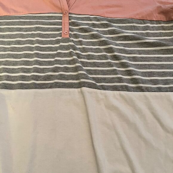 Pink Block Long Sleeve Top Button Up Gray White 2XL - Picture 10 of 12
